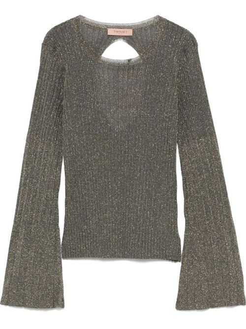 LUREX KNIT CREW NECK TWIN SET | 242TT346312038 BIC.DARK TAUPE/ORO